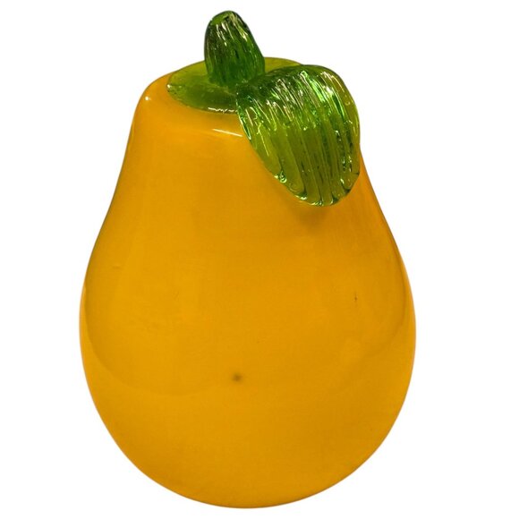 Glass Pear Handcrafted Yellow Green Fruit Figurine Sculpture 4 Inch - Picture 13 of 16